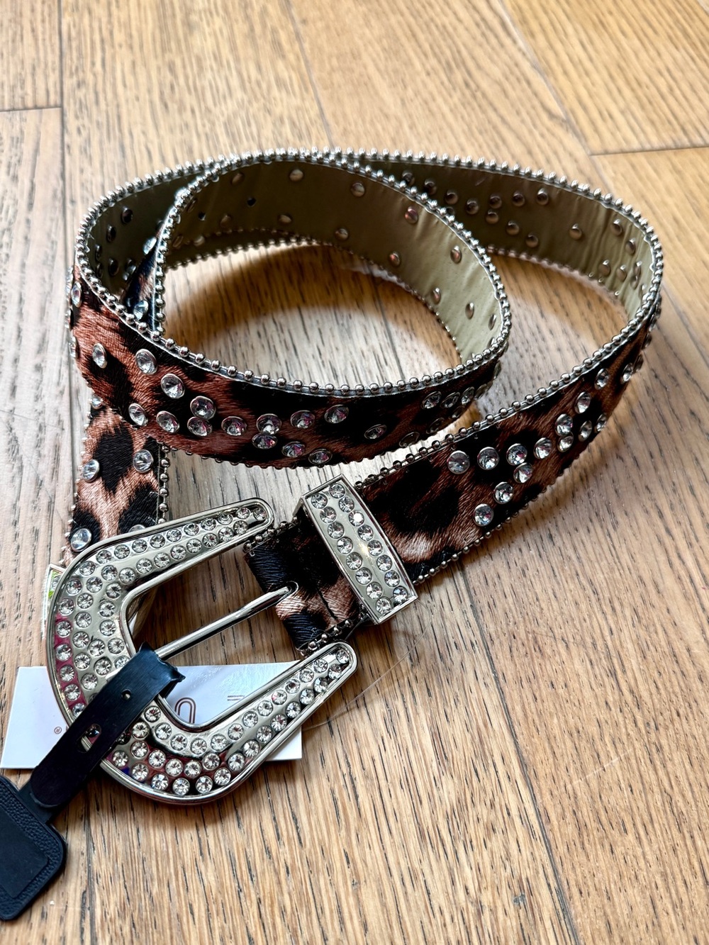 NWT Rhinestone Leopard Western Bling Belt Size L